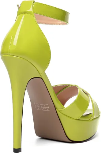 Miniatura 138 de MODENCOCO Sandalias de boda con correa de tobillo sexy para mujer, con plataforma y puntera abierta, tacón de aguja y tacón alto, zapatos de vestir