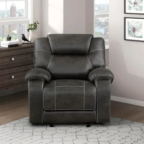 Miniatura 13 de Lexicon Juego de muebles de sala de estar de 2 piezas, juego de sofá reclinable manual de microfibra pulida con reposabrazos superior de almohada