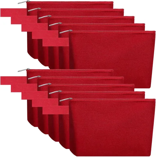 Miniatura 26 de 10 bolsas de maquillaje de lona de algodón con parte inferior y correa, bolsa de cosméticos multiusos con cremallera, bolsa de aseo de viaje, bolsa