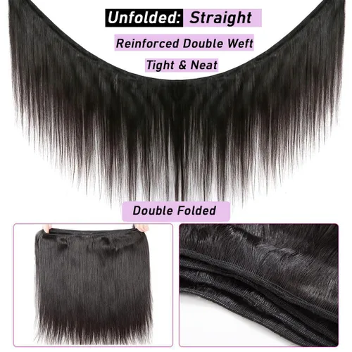 Miniatura 5 de Beautymoon Paquetes de cabello liso negro jet 4 manojos, cabello humano brasileño 14 16 18 20 pulgadas, 100% cabello virgen sin procesar liso, 4