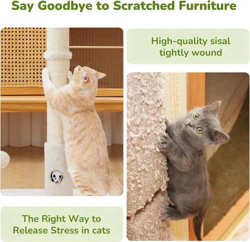 Miniatura 5 de Woochpet Postes rascadores para gatos de 33" para gatos adultos, rascador de gatos con base cubierta de tela suave y cuerda de sisal duradera