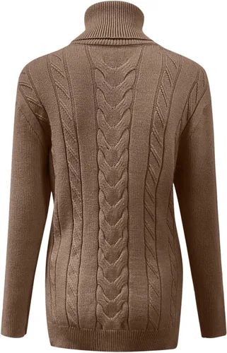 Miniatura 2 de Suéter de cuello alto falso para mujer, manga larga abombada, dobladillo derramado, moda de otoño, talla grande, suéter tipo túnica