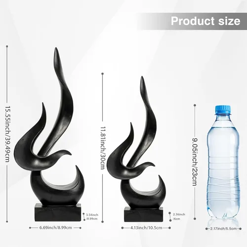 Miniatura 3 de Estatua de Fuego de Oro, Estatua de Resina Moderna y Abstracta, Estatua de Arte para Decoración del Hogar, para Salón, Soporte de TV, Mesa de Café
