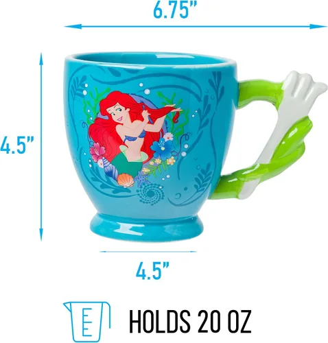 Miniatura 2 de Silver Buffalo Disney Princess La Sirenita Ariel Dinglehopper Tenedor Cepillo para el Cabello con Mango Esculpido en 3D Taza de Cerámica, 20 Onzas
