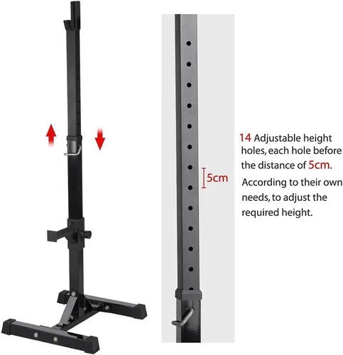 Miniatura 3 de Topeakmart 45-70.5 pulgadas ajustable para sentadillas Estación de inmersión Soporte de barra Soporte de inmersión Banco de fitness Equipo de prensa