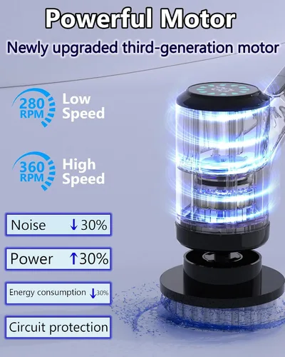 Miniatura 2 de Limpiador eléctrico giratorio: depurador giratorio sin varillas con mango largo y velocidades dobles para limpiar el piso de azulejos de la bañera