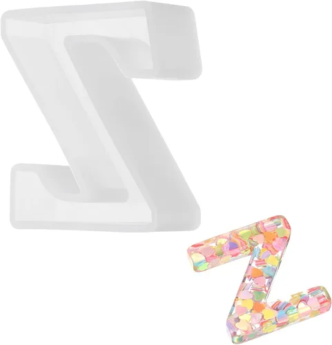 MECCANIXITY Moldes de resina de 2.5 pulgadas, letras del alfabeto mayúscula Z 3D, moldes de silicona para hacer velas, manualidades, letreros de