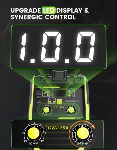 Miniatura 5 de Soldador MIG 135A, soldador MIG de núcleo de flujo de 110 V, máquina de soldadura TIG/Stick 3 en 1 con sinergia, equipo de soldadura portátil
