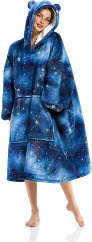 Miniatura 54 de Three Poodle - Manta con capucha portátil para niños, sudadera de sherpa de gran tamaño con capucha gigante, manta con capucha cálida y acogedora