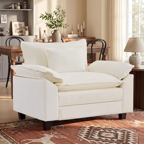 Oprisen Sofá Seccional Modular, Cómodo Cloud Couch Sofá Seccional, Sofá Cama de Chenilla con Asiento Profundo con Almohadas Decorativas para Sala de