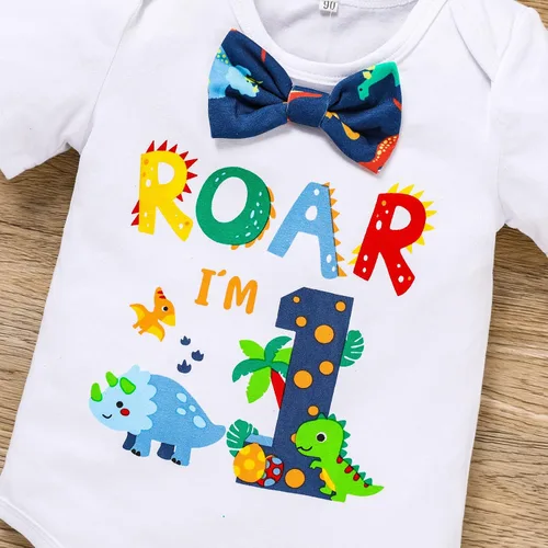 Miniatura 4 de Conjunto de ropa de manga corta con tirantes ajustables en la espalda en Y para bebés y niños