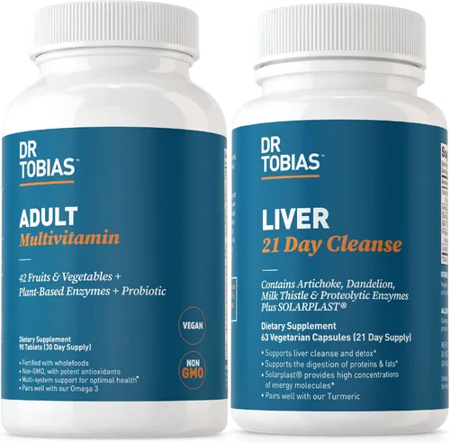 Dr. Tobias Multivitamínico y limpieza hepática para adultos 21 días para hombres y mujeres, apoya la energía, la inmunidad y la limpieza del hígado