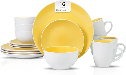 Miniatura 26 de Juego de 6 platos llanos en forma de cupé de gres de 10.5 pulgadas, muy rosa