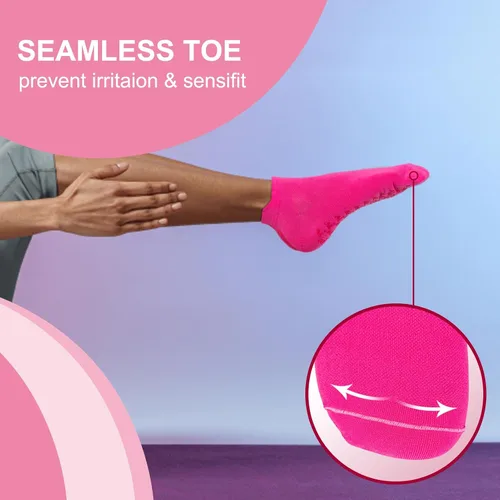 Miniatura 5 de Calcetines de yoga para mujer, calcetines antideslizantes con gel de agarre para el hogar, hospital, yoga, pilates, barras, ancianos, embarazo