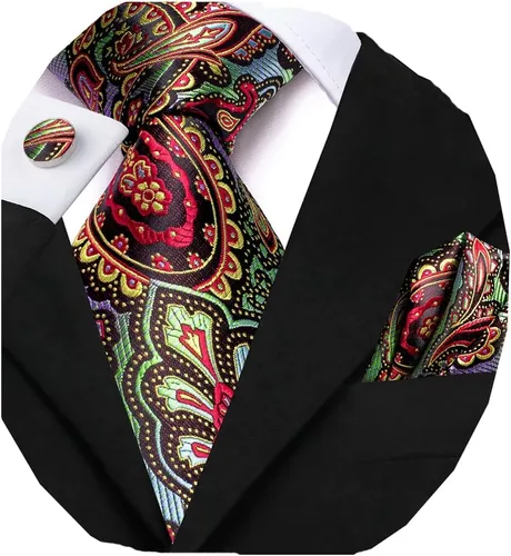 Miniatura 235 de Dubulle Corbata tejida de cachemira para hombre y gemelos de pañuelo para hombre, conjunto de gemelos para boda formal y negocios