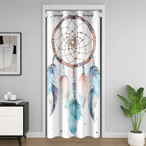 Miniatura 35 de Erosebridal Cortina de puerta de teñido anudado, cortina opaca bohemia, cortina exótica abstracta en espiral, elegante cortina hippie para puerta
