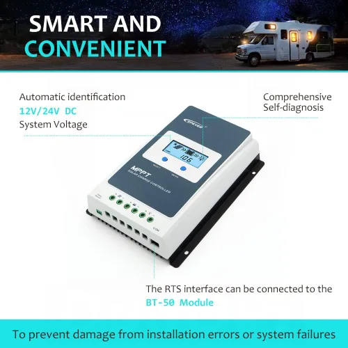 Miniatura 2 de EPEVER Controlador de carga solar de 30 A, controlador de carga de panel solar MPPT, controlador de carga de 12 V/24 V, trabajo automático, máximo