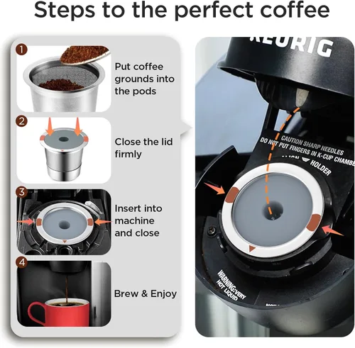 Miniatura 5 de K-Cups reutilizables para Keurig, cápsulas de café recargables de acero inoxidable, filtro de café reutilizable de metal para K-Express K-Mini
