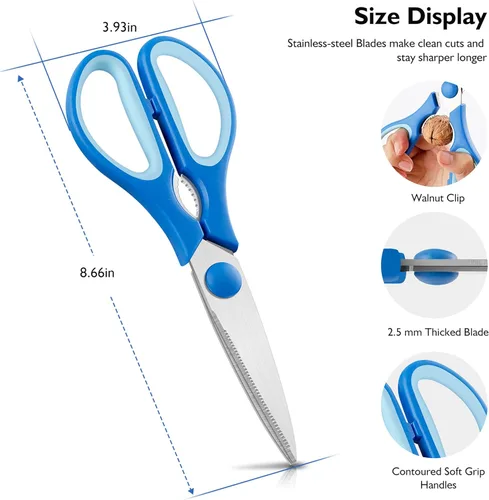 Miniatura 2 de Tijeras de cocina - Tijeras de cocina resistentes, aptas para lavavajillas, de acero inoxidable, tijeras de alta utilidad afiladas para aves