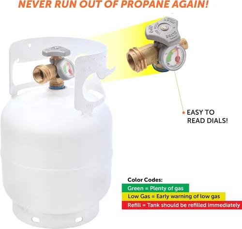 Miniatura 3 de Flame King YSN5LB-GAUGE - Cilindro de tanque de propano de acero de 5 libras con manómetro y válvulas OPD para parrillas y barbacoas, camping, pesca