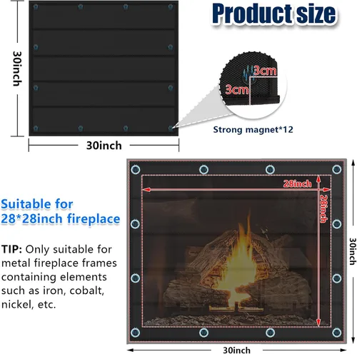 Miniatura 2 de Manta magnética para chimenea para pérdida de calor, cubiertas de chimenea para interiores, mantiene las corrientes de aire fuera, detiene