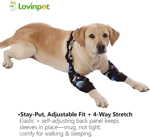 Miniatura 4 de LovinPet Mangas delanteras para perros medianos y grandes, protección de codo elástica en 4 direcciones, recuperación antilamos, prevención de calor