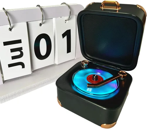 Altavoz Bluetooth retro portátil vintage decoración reproductor de discos TWS altavoces con luz RGB pequeños altavoces inalámbricos compatibles con