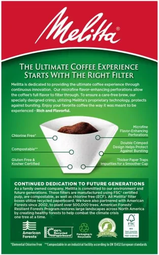 Miniatura 11 de Melitta Filtros de café con cono #4, color blanco, 100 unidades (paquete de 6), 600 filtros en total, se adapta a todas las cafeteras de cono de 8 a