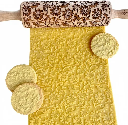 Miniatura 15 de Rodillo en relieve BEEHIVE. Rodillo de masa grabado con láser para galletas caseras y cerámica por Algis Crafts