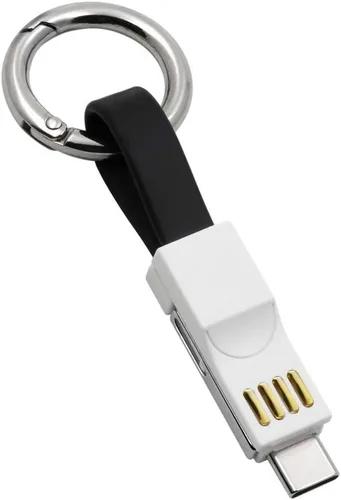 Power4 Cargador de llavero Lightning tipo C Micro USB 3 en 1 Cable de carga rápida múltiple Cable de carga corta de viaje portátil compatible con