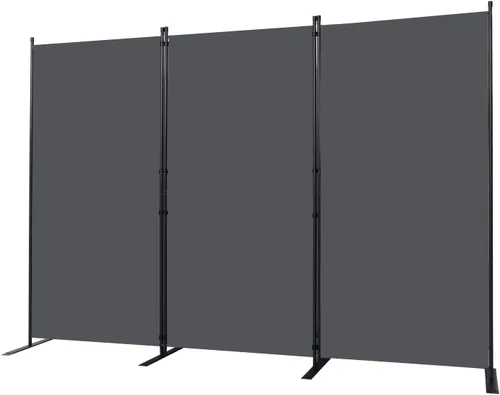 Miniatura 11 de CHOSENM Divisor de pared, 4 paneles divisores de habitación y pantallas de privacidad plegables con pies de soporte más anchos, pantalla de Gris