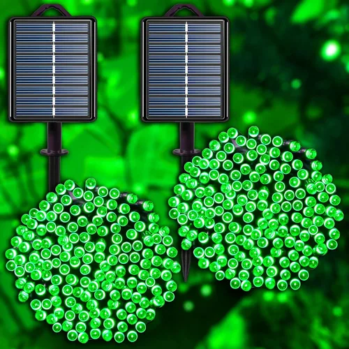 Miniatura 16 de Guirnalda de luces solares azules impermeables para exteriores, paquete de 2 unidades de 144 pies, 400 LED con 8 modos de impermeabilidad IP44
