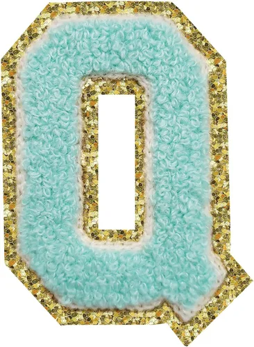 Miniatura 26 de SPRT - Parches de letras de chenilla universitaria con purpurina, parche de letras blancas para planchar con letras del alfabeto para disfraz