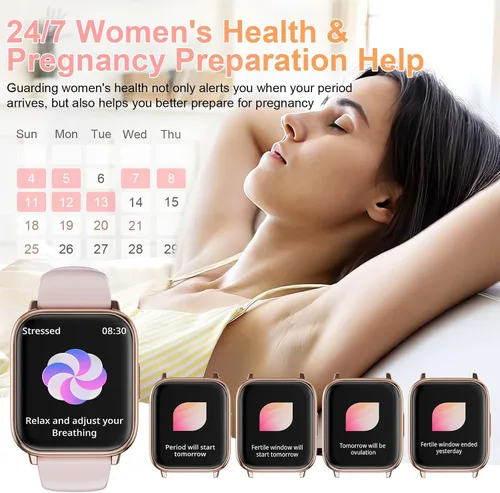 Miniatura 3 de Relojes inteligentes para mujer, contestar/hacer llamadas, reloj de seguimiento de actividad física de 1.83 pulgadas con monitor de frecuencia Negro