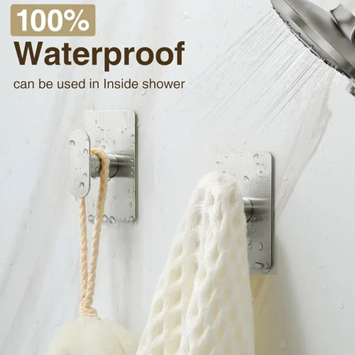 Miniatura 6 de pickpiff Ganchos Adhesivos para Toallas de Baño: Colgador de Pared Extra Fuerte de 20LB para Ducha Cocina RV Dormitorio Apartamento, Plateado