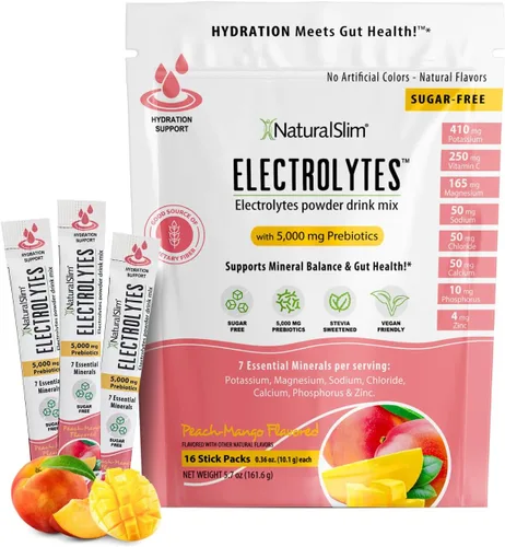 Miniatura 11 de NaturalSlim Mezcla de hidratación y bebida energética con prebióticos, apoyo para la salud intestinal, paquetes de electrolitos en polvo sin azúcar
