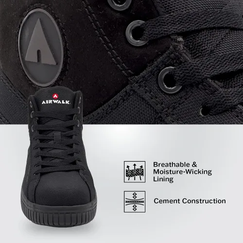 Miniatura 2 de Airwalk Deuce Mid Top Composite Toe - Zapatos de trabajo industriales para hombre, negronegro, talla 10, anchos, cómodos y ligeros para hombre
