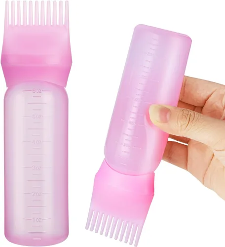 Miniatura 13 de Pimoys Paquete de 2 Botellas Aplicadoras de Peine para Raíces, Aplicador de Aceite de 6 Onzas para Tinte de Cabello, Aplicador de Aceite