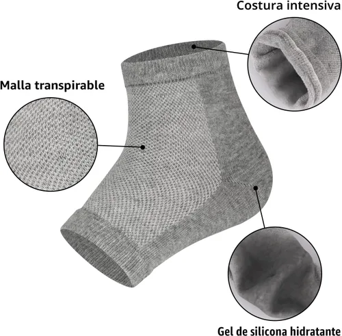 Miniatura 5 de Vaincre - 4 pares de calcetines de gel hidratantes para talones, para pies secos y agrietados en mujeres, cuidado de pies spa, calcetines sin dedos