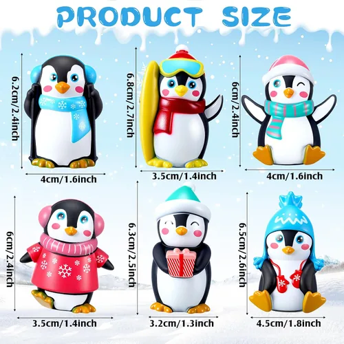 Miniatura 4 de Realspring 24 piezas de pingüino de goma para operaciones del día de San Valentín, juguetes de baño de pingüinos de invierno que brillan en la Negro