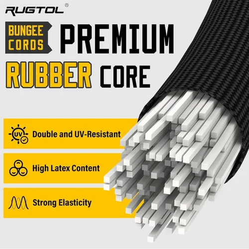 Miniatura 5 de Cuerdas elásticas con mosquetón, cuerdas elásticas resistentes de 18 pulgadas de largo con clip de mosquetón para exteriores, cuerda elástica negra