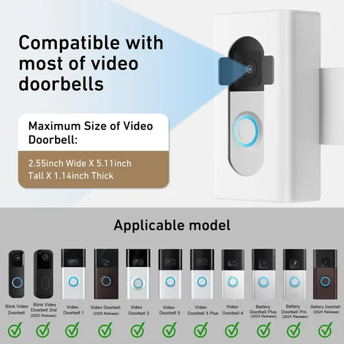 Miniatura 5 de Soporte Antirrobo para Timbre de Video, Soporte AHBTEYM Sin Taladro Soporte Portador Accesorios para Alquileres de Apartamentos y Casas Compatible