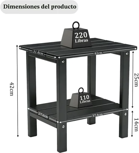 Miniatura 3 de OTSUN - Mesa auxiliar de exterior resistente a la intemperie, mesas pequeñas de patio de 2 niveles para exterior o interior, mesa pequeña