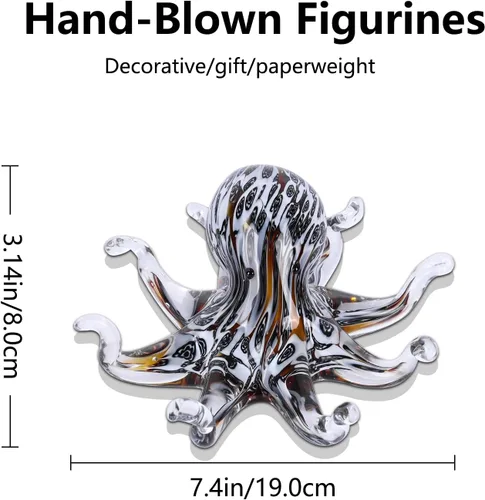 Miniatura 2 de LCCCK Estatua de pulpo de cristal para decoración del hogar, decoración de vidrio soplado a mano, escultura de pulpo, escritorio de oficina de arte