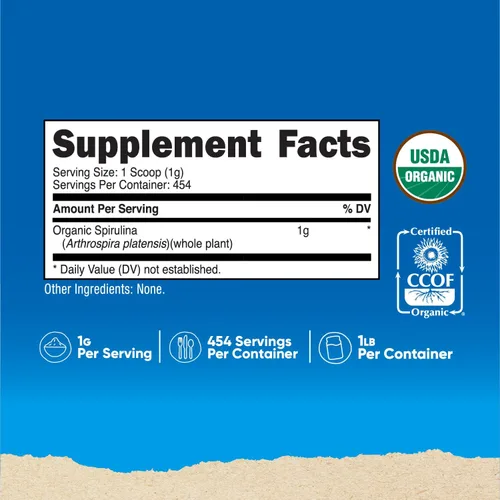 Miniatura 2 de Nutricost Polvo de Espirulina Orgánica 454 Gramos, 1 Libra - Espirulina Orgánica Certificada Pura