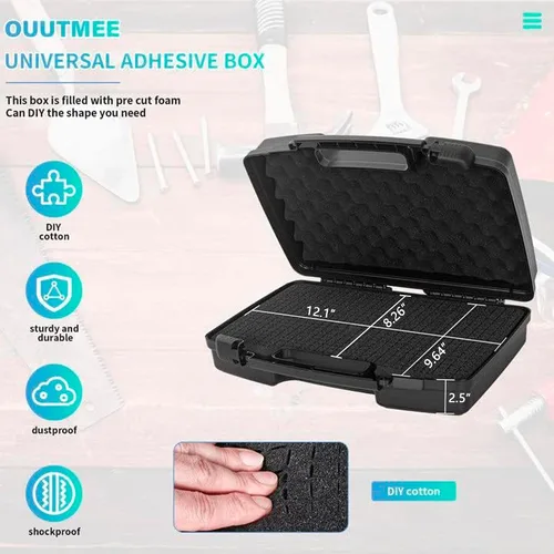 Miniatura 4 de Estuche rígido portátil de 12.2" x 9.85" x 3.77" con espuma cortada en cubos personalizable, protege equipos, electrónicos, herramientas