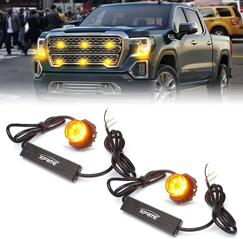 Miniatura 14 de Xprite - Juego de luces led estroboscópicas ocultas ámbar con 14 patrones de flash, luces estroboscópicas de parrilla para camiones, montaje