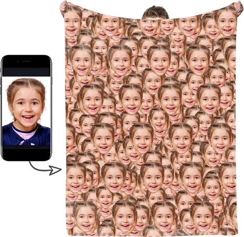 Miniatura 17 de Manta personalizada con foto de cara, manta personalizada con características faciales, manta graciosa para sofá, cama, sofá cálida y acogedora