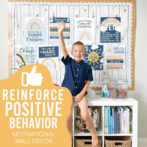 Miniatura 2 de Hadley Designs Póster motivacional para decoración de aula, 9 pósteres de aula de mentalidad de crecimiento, decoración de pared inspiradora