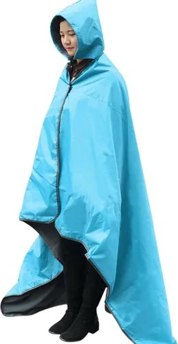 Miniatura 17 de DUKUSEEK - Manta de camping portátil para exteriores con capucha, manta grande plegable para mochileros con capucha para estadios, edredón ligero